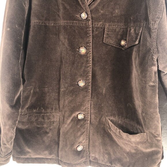 Saint Johns Bay Authentic Woman's Brown Corduroy Button Up Coat Adult Medium - Picture 9 of 16